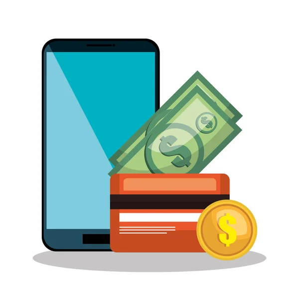 E-ticaret izole alışveriş smartphone — Stok Vektör