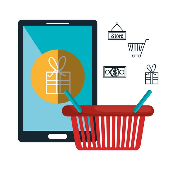 Smartphone-Shopping E-Commerce isoliert — Stockvektor