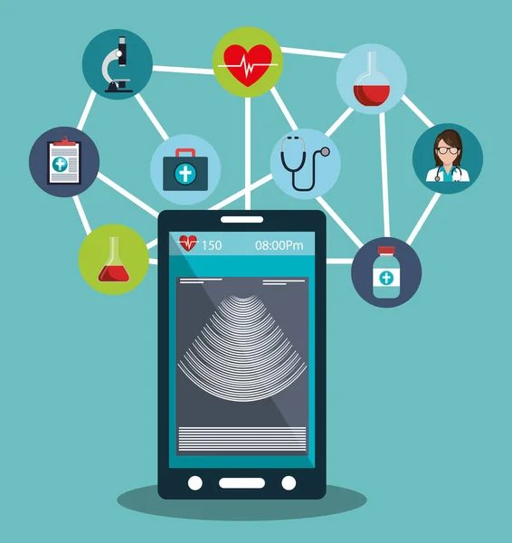 Ställ in smartphone tjänster medicinsk isolerade — Stock vektor