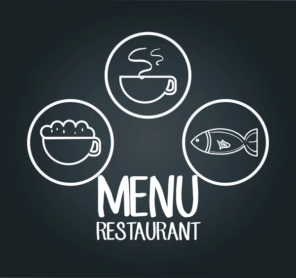 Menú restaurante deliciosa línea de comida aislada — Vector de stock