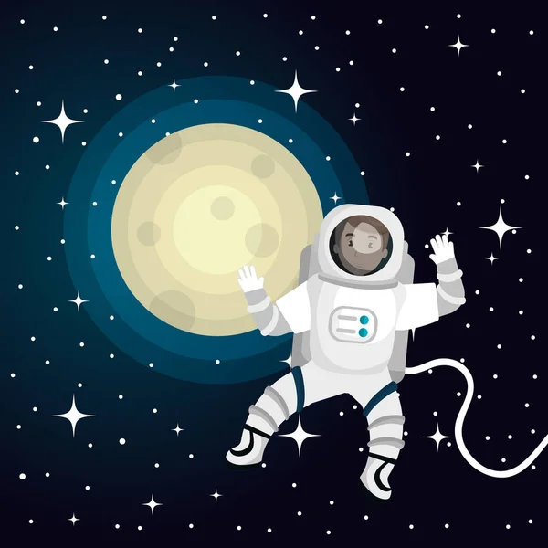 Astronaut cartoon ruimte geïsoleerd — Stockvector