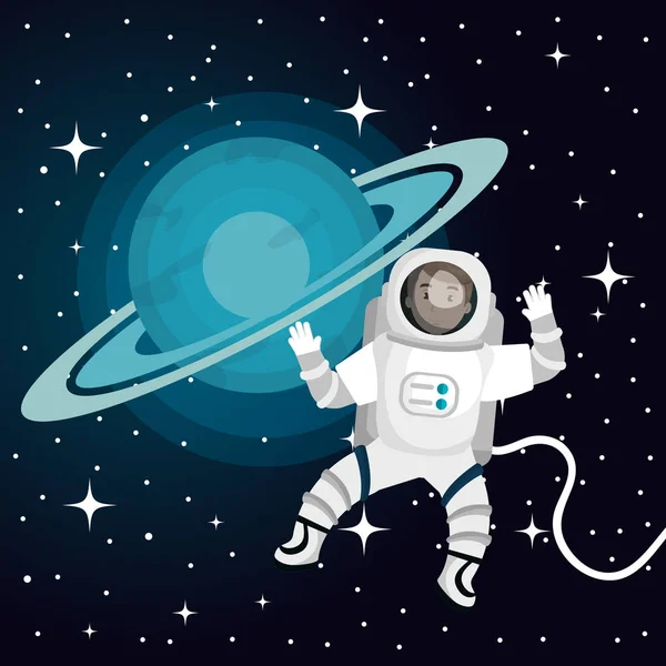 Astronaut cartoon ruimte geïsoleerd — Stockvector