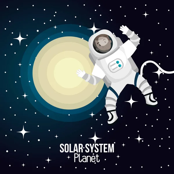 Astronauta spazio cartone animato isolato — Vettoriale Stock