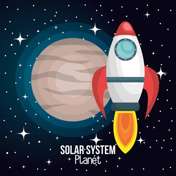 Razzo nave sistema solare isolato — Vettoriale Stock