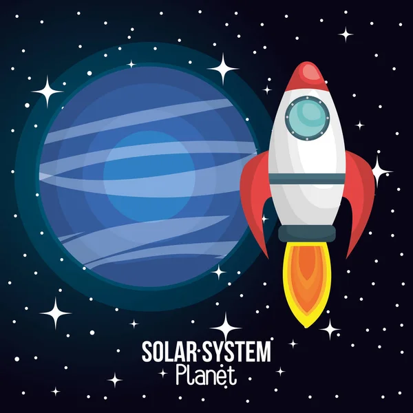 Razzo nave sistema solare isolato — Vettoriale Stock