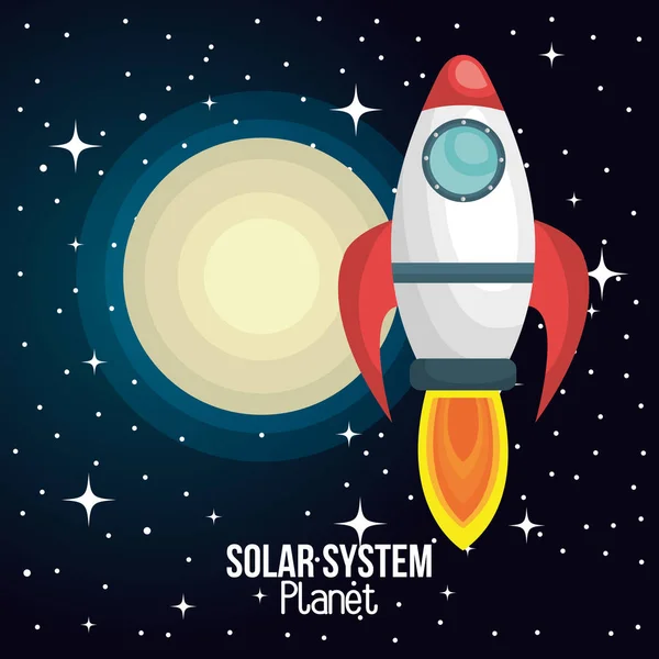 Foguete navio sistema solar isolado —  Vetores de Stock