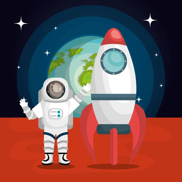 Astronauta espacio de dibujos animados aislado — Vector de stock