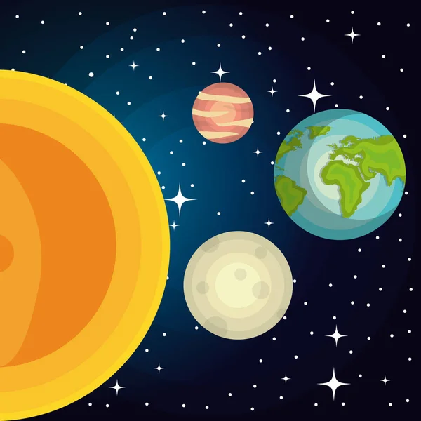 Αστρονομία σύστημα ηλιακοί πλανήτες απομονωμένες — Διανυσματικό Αρχείο