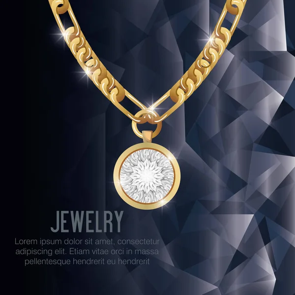 Иконка ожерелье золотой драгоценный камень — стоковый вектор