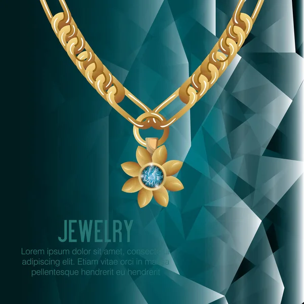 Иконка ожерелье золотой драгоценный камень — стоковый вектор