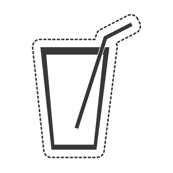 Vaso de agua con dibujo de paja — Vector de stock