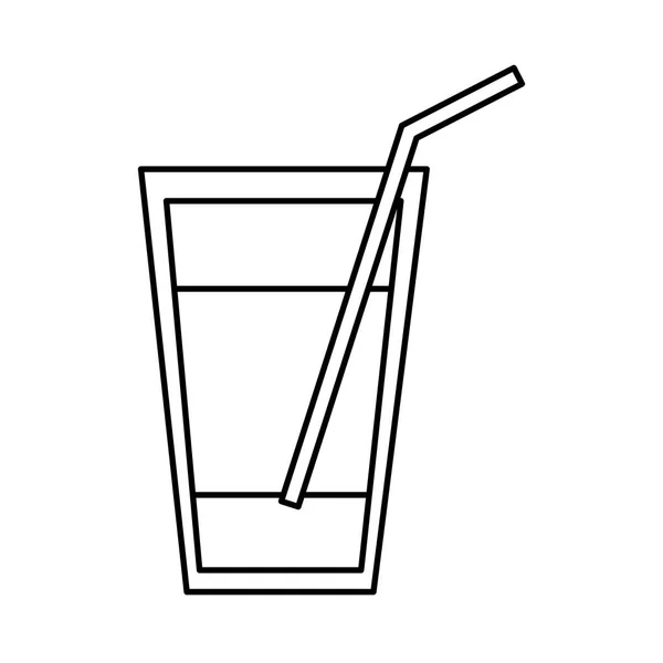 Vaso de agua con dibujo de paja — Vector de stock