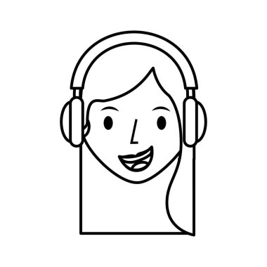 genç kadın avatar karakter kulaklık ile