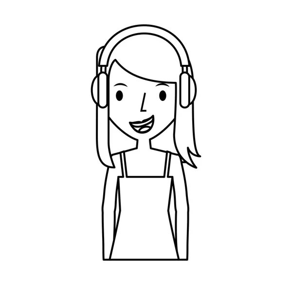Fiatal nő avatar karakter fejhallgató — Stock Vector