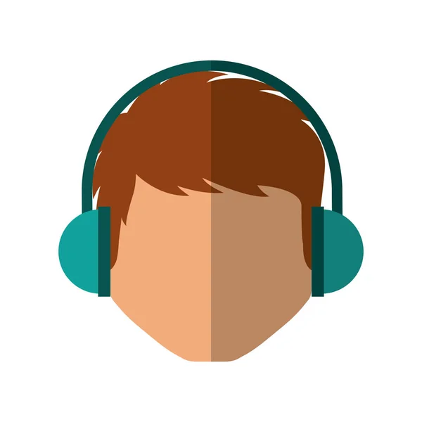 Jeune homme avatar personnage avec casque audio — Image vectorielle