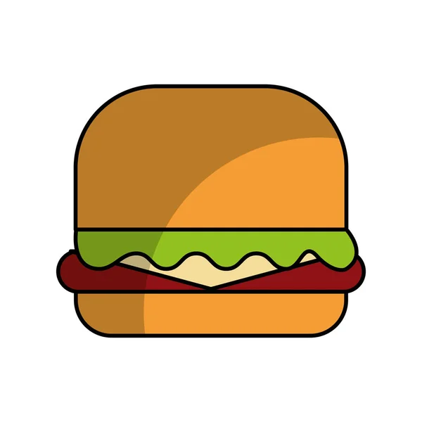 Delicioso icono de hamburguesa aislada — Vector de stock