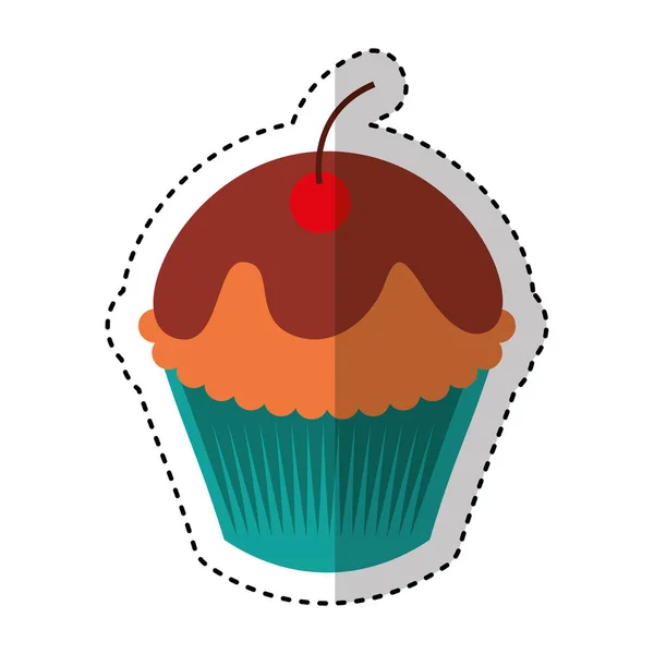 Delicioso cupcake ícone isolado —  Vetores de Stock
