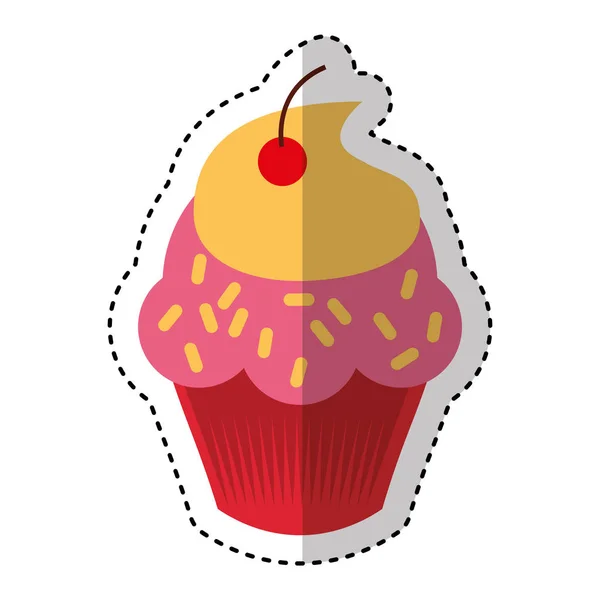 Delicious cupcake isolated icon — Stock Vector