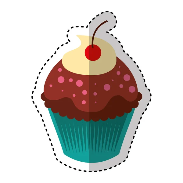 Delicious cupcake isolated icon — Stock Vector