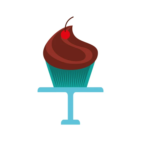 Délicieux cupcake icône isolée — Image vectorielle