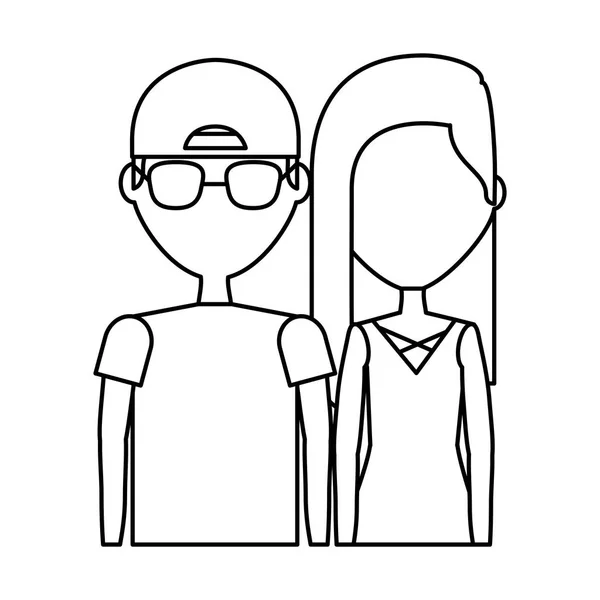 Young couple happy icon — Stock Vector