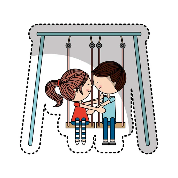 Cute little couple characters — Stock Vector