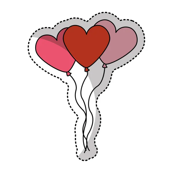 Coração em forma de balões ícone festa de ar — Vetor de Stock
