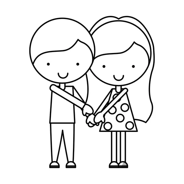 Cute little couple characters — Stock Vector
