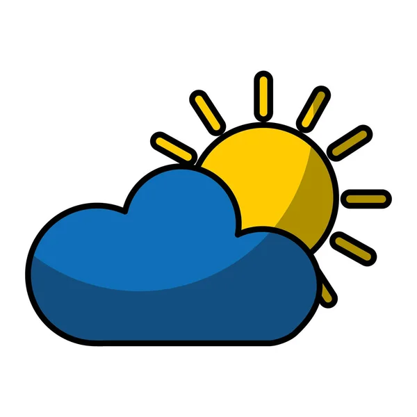 Zon met cloud geïsoleerde pictogram — Stockvector