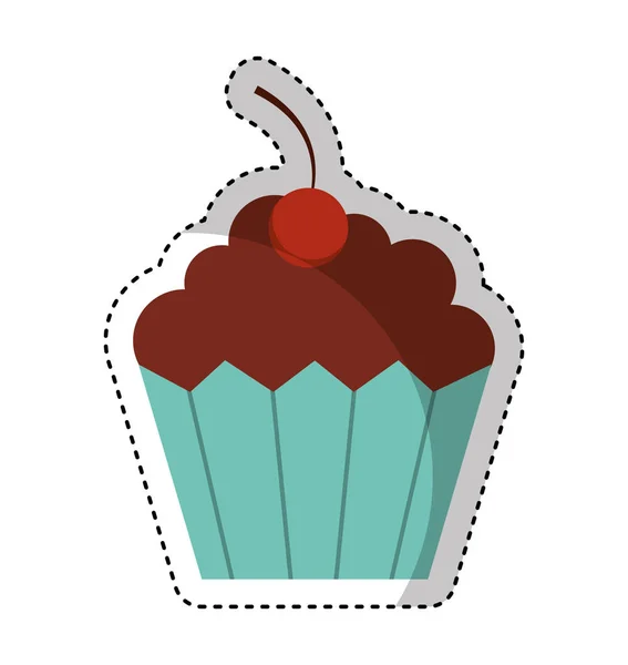 Sweet and delicious cupcake icon — Stock Vector