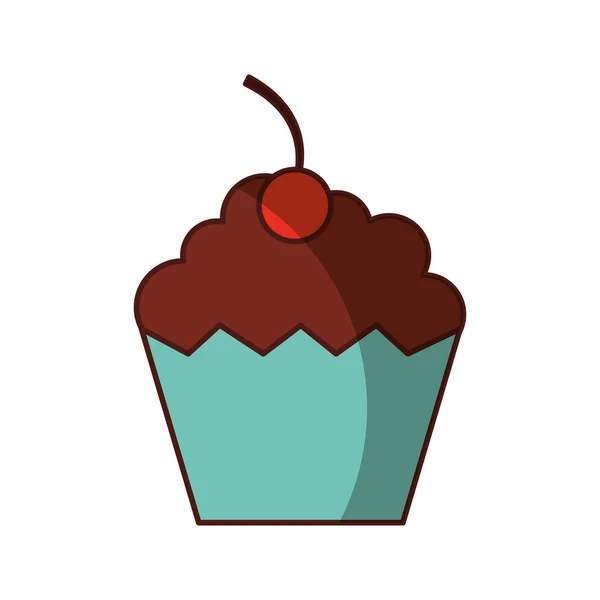 Sweet and delicious cupcake icon — Stock Vector