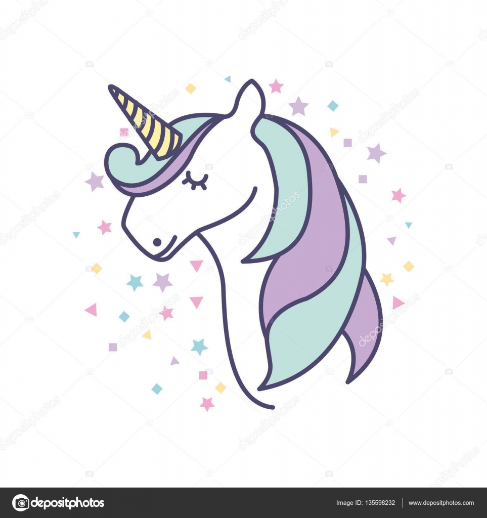 Drawing Cute Unicorn Icon Stock Vector C Yupiramos 135598232