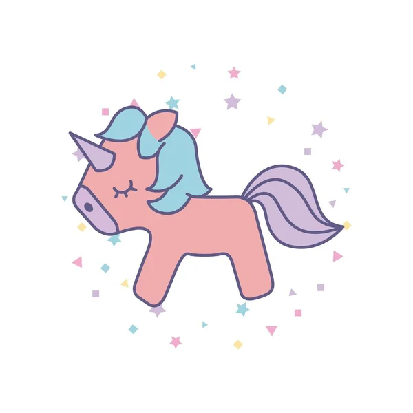 Drawing cute unicorn icon — Stock Vector