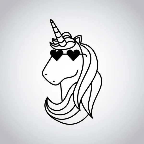 Tekening schattig unicorn-pictogram — Stockvector