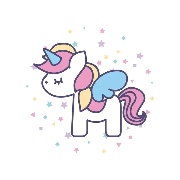 Dibujo lindo unicornio icono — Vector de stock