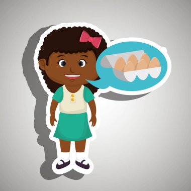 Kız çizgi film yumurta sağlık gıda