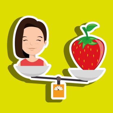 kadın karikatür meyve çilek gıda denge