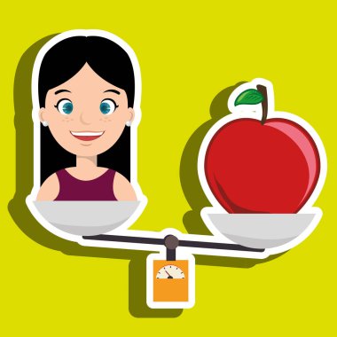 kadın karikatür meyve gıda denge