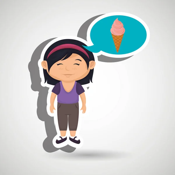 Chica de dibujos animados helado — Vector de stock