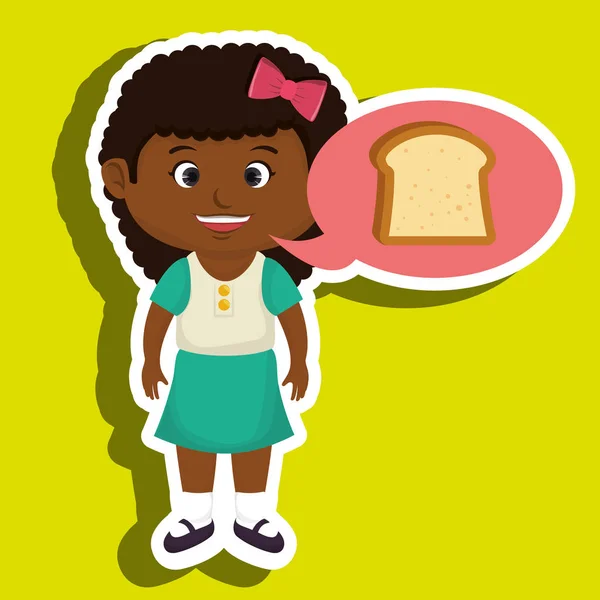 Дівчина мультяшний хліб шматочок — стоковий вектор