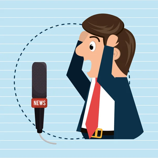 Man speaker radio microphone — Stock Vector