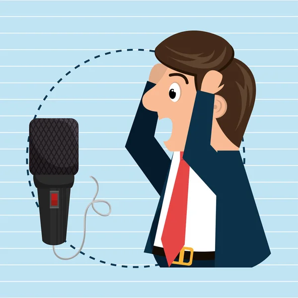 Ember beszélő rádiós mikrofon — Stock Vector