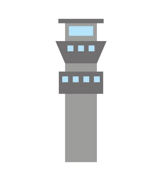 Torre de controle edifício ícone — Vetor de Stock
