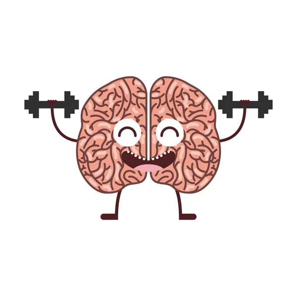 Cerebro humano kawaii carácter — Vector de stock