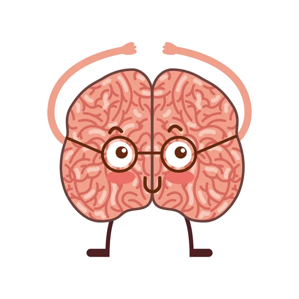 Beyin insan kawaii karakter — Stok Vektör