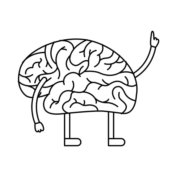 Cervello umano kawaii carattere — Vettoriale Stock