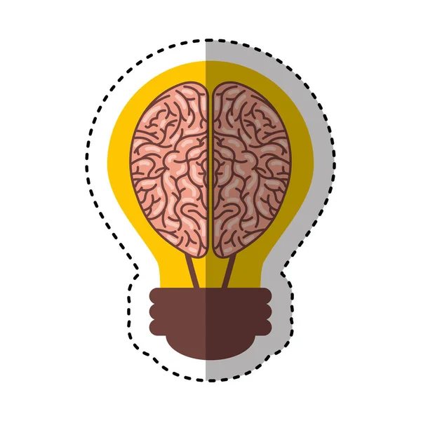 Órgão cerebral humano com ícone isolado bulbo — Vetor de Stock
