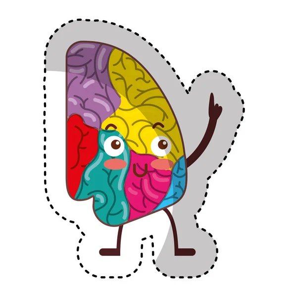 Brain human kawaii character — Stock Vector