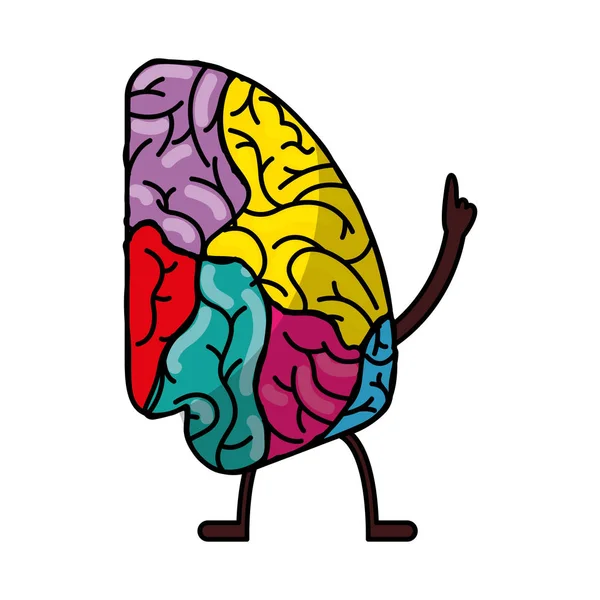 Εγκεφάλου kawaii ανθρώπινο χαρακτήρα — Διανυσματικό Αρχείο