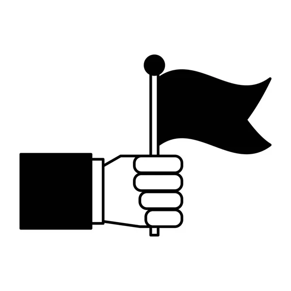 Mano humana con bandera — Vector de stock